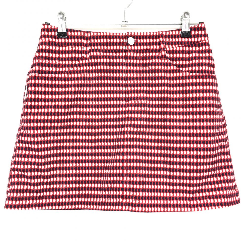 【美品】ジャックバニー スカート レッド×ネイビー 総柄 内側インナーパンツ  レディース 1(M) ゴルフウェア Jack Bunny