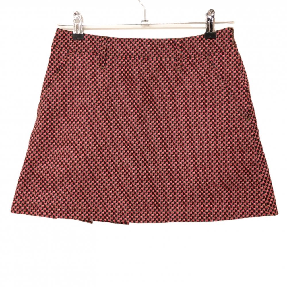 【超美品】ジャックバニー スカート ブラウン×ピンク 総柄 背面裾プリーツ 内側インナーパンツ レディース 0(S) ゴルフウェア Jack Bunny