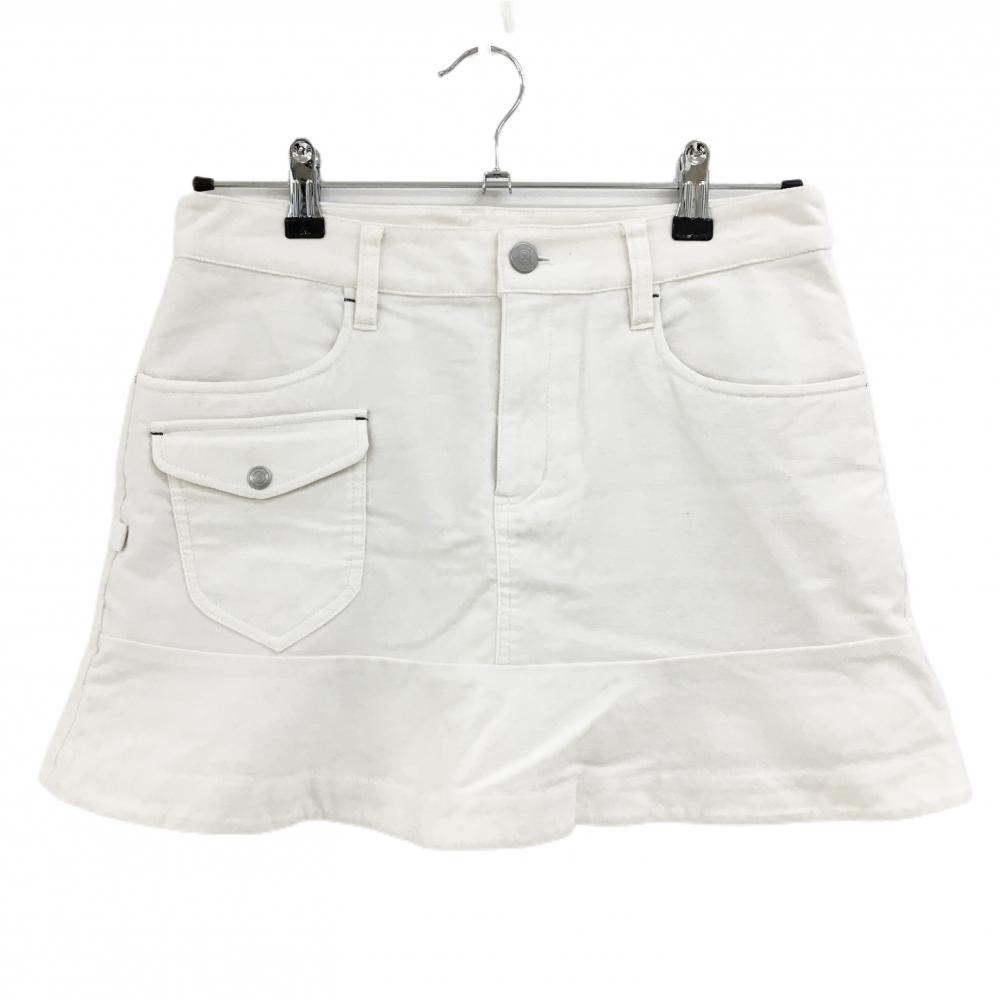 【美品】ジャックバニー スカート 白 表微起毛 内側インナーパンツ レディース 1(M) ゴルフウェア Jack Bunny