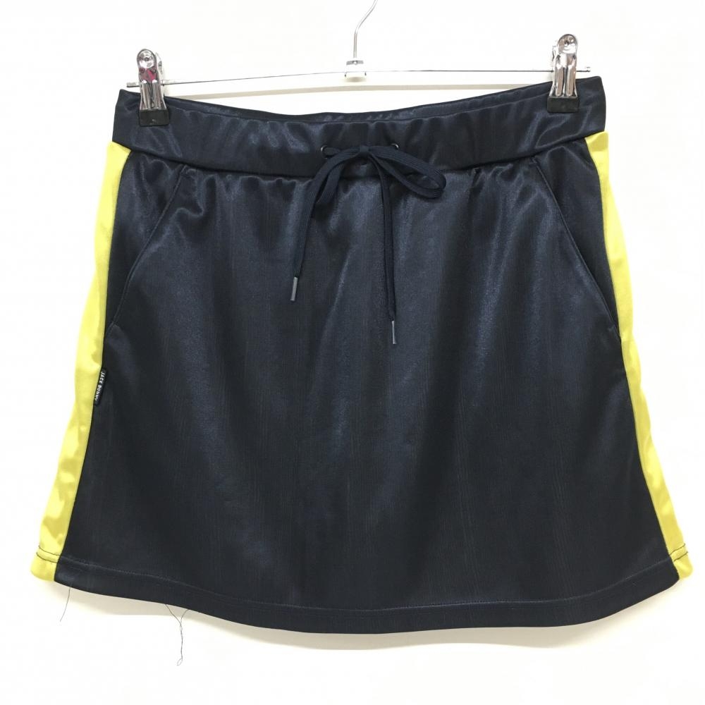 ジャックバニー スカート ネイビー×イエロー サイド切替 光沢 内側インナーパンツ レディース 2(L) ゴルフウェア Jack Bunny