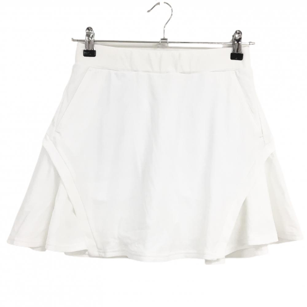 【美品】ジャックバニー スカート 白 内側インナーパンツ シリコンワッペン ウエストゴム レディース 0(S) ゴルフウェア Jack Bunny