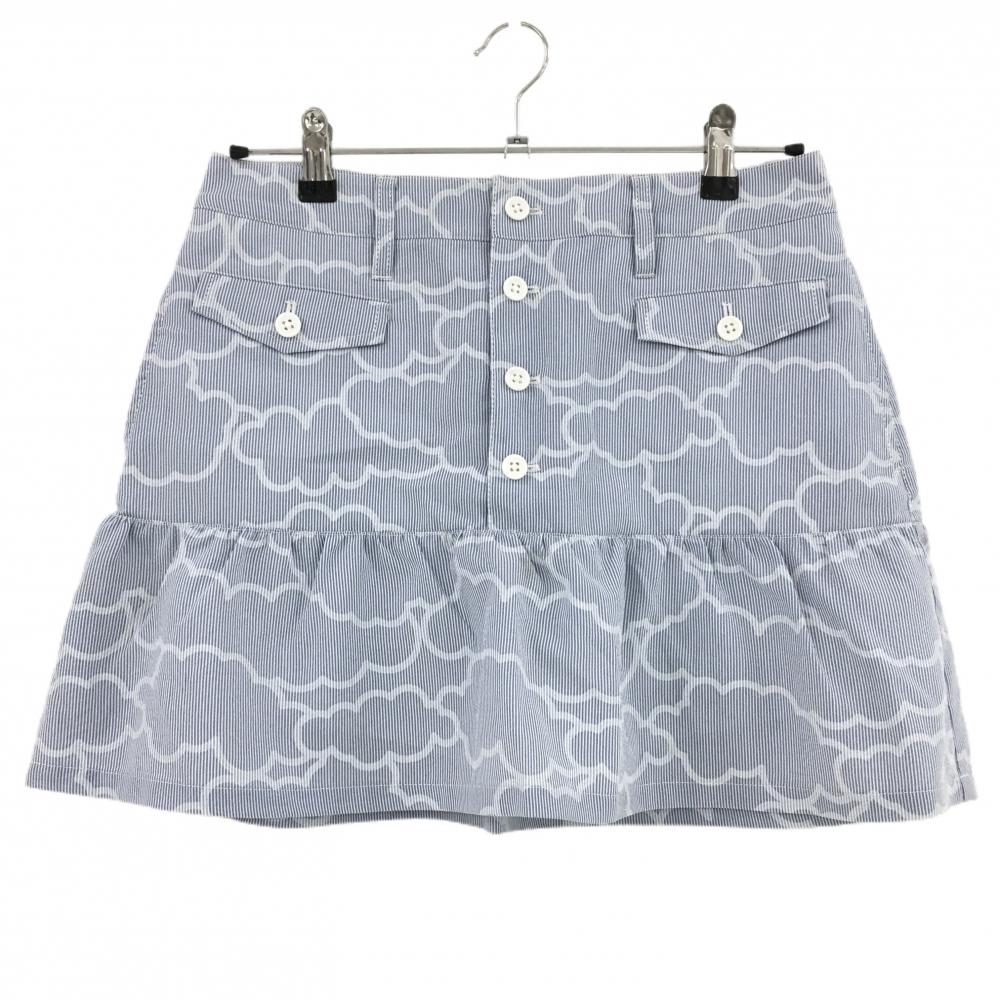 ジャックバニー スカート ネイビー×白 雲柄 ストライプ織生地 レディース 2(L) ゴルフウェア Jack Bunny