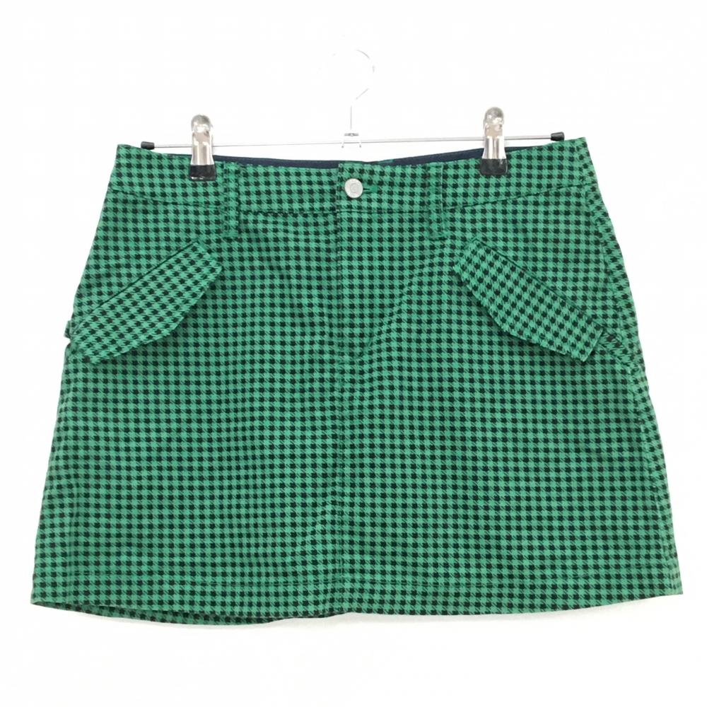 【超美品】ジャックバニー スカート グリーン×黒 千鳥格子 内側インナーパンツ レディース 2(L) ゴルフウェア Jack Bunny