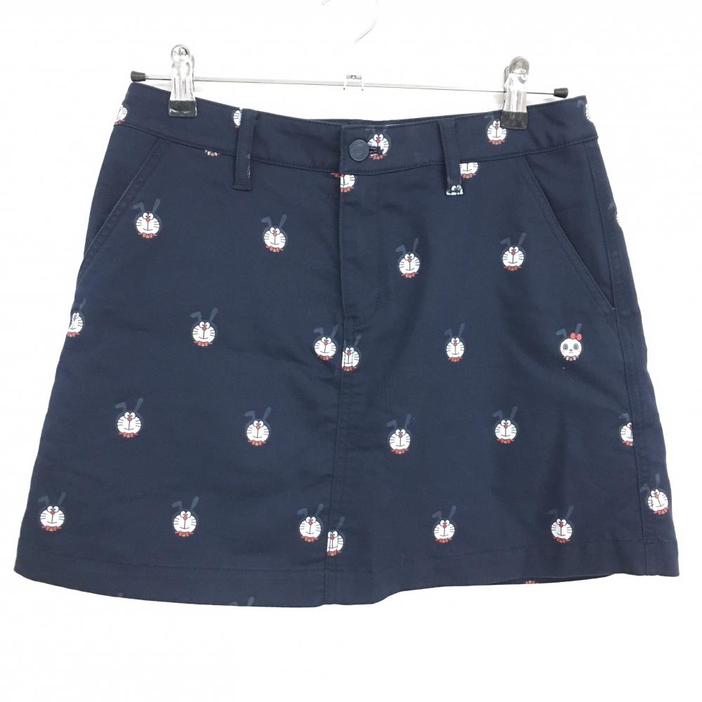 【美品】ジャックバニー×ドラえもん スカート ネイビー×白 ドラえもん総柄 ドラミちゃん レディース 2(L) ゴルフウェア Jack Bunny