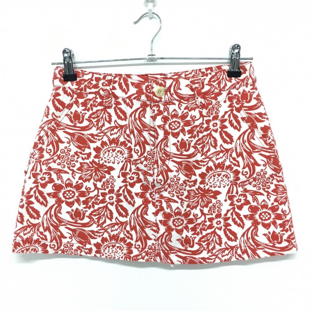 【美品】ジャックバニー スカート 白×レッド 花柄 内側インナーパンツ レディース 0(S) ゴルフウェア Jack Bunny