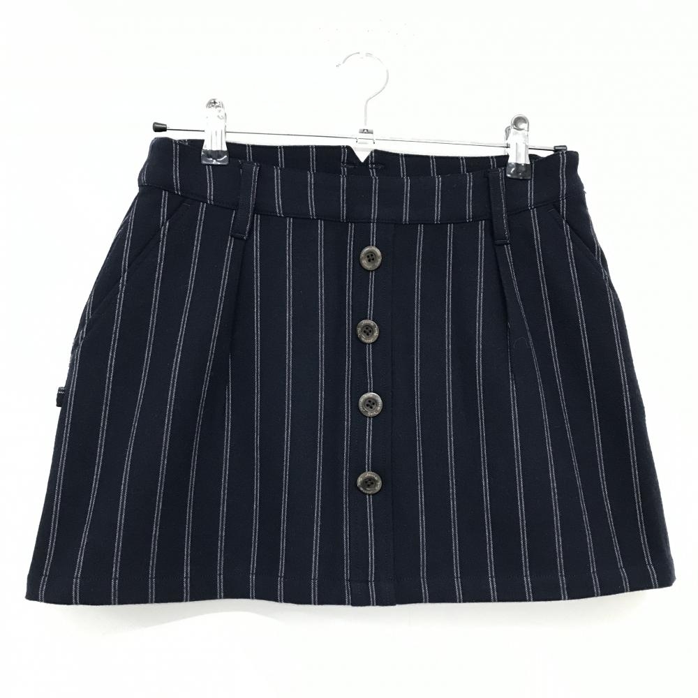【超美品】ジャックバニー スカート ネイビー×ボルドー ストライプ フロントボタン ストレッチ レディース 0(S) ゴルフウェア Jack Bunny