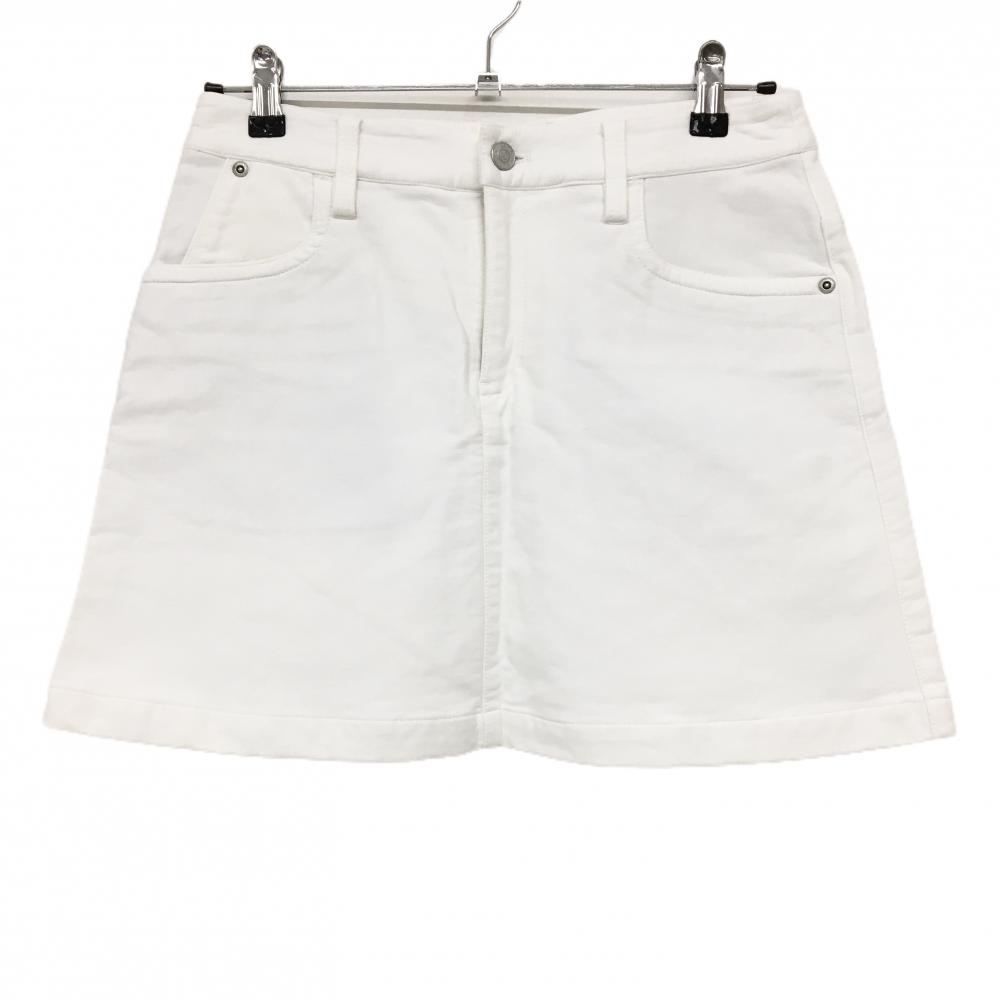 【美品】ジャックバニー スカート 白 バックロゴ シンプル 内側インナーパンツ レディース 1(M) ゴルフウェア Jack Bunny