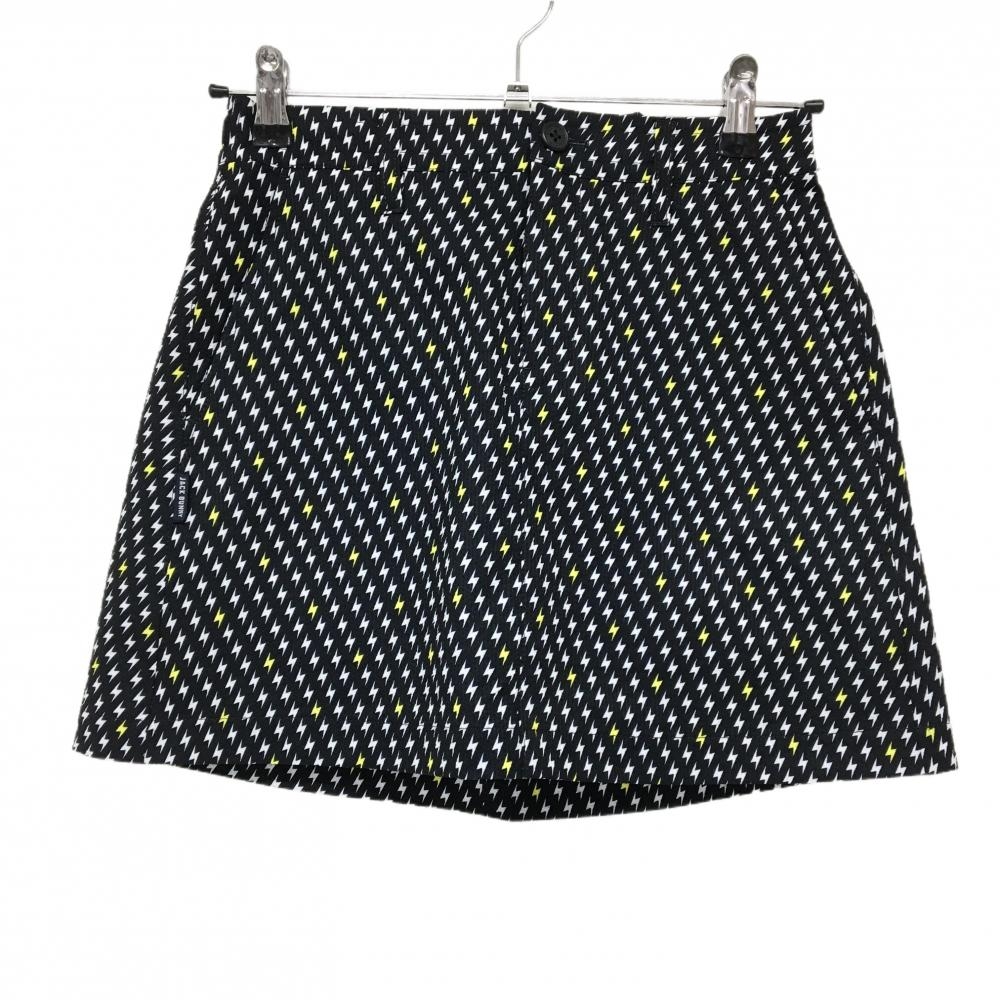【美品】ジャックバニー スカート ダークネイビー×白×イエロー　総柄 サッカー生地 レディース 0(S) ゴルフウェア Jack Bunny