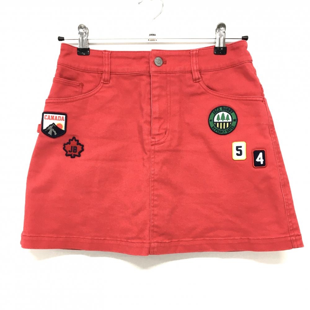 ジャックバニー スカート レッド 複数ワッペン 内側インナーパンツ レディース 0 ゴルフウェア Jack Bunny
