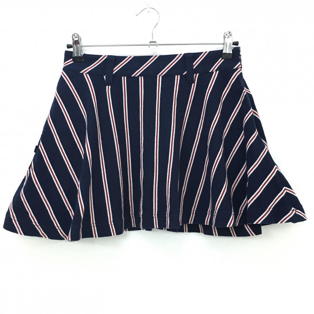 【超美品】ジャックバニー ニットスカート ネイビー×レッド×白 ストライプ 内側インナーパンツ レディース 0(S) ゴルフウェア Jack Bunny