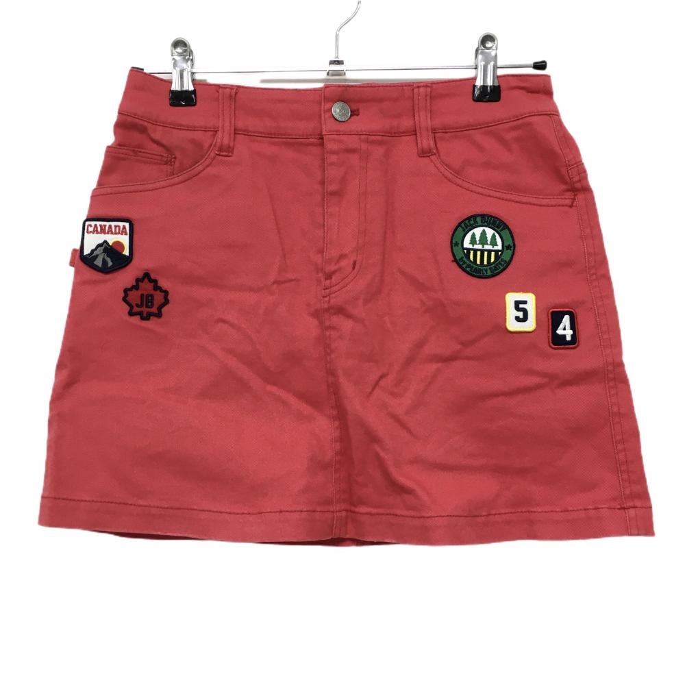 ジャックバニー スカート レッド 複数ワッペン 内側インナーパンツ  レディース 0(S) ゴルフウェア Jack Bunny