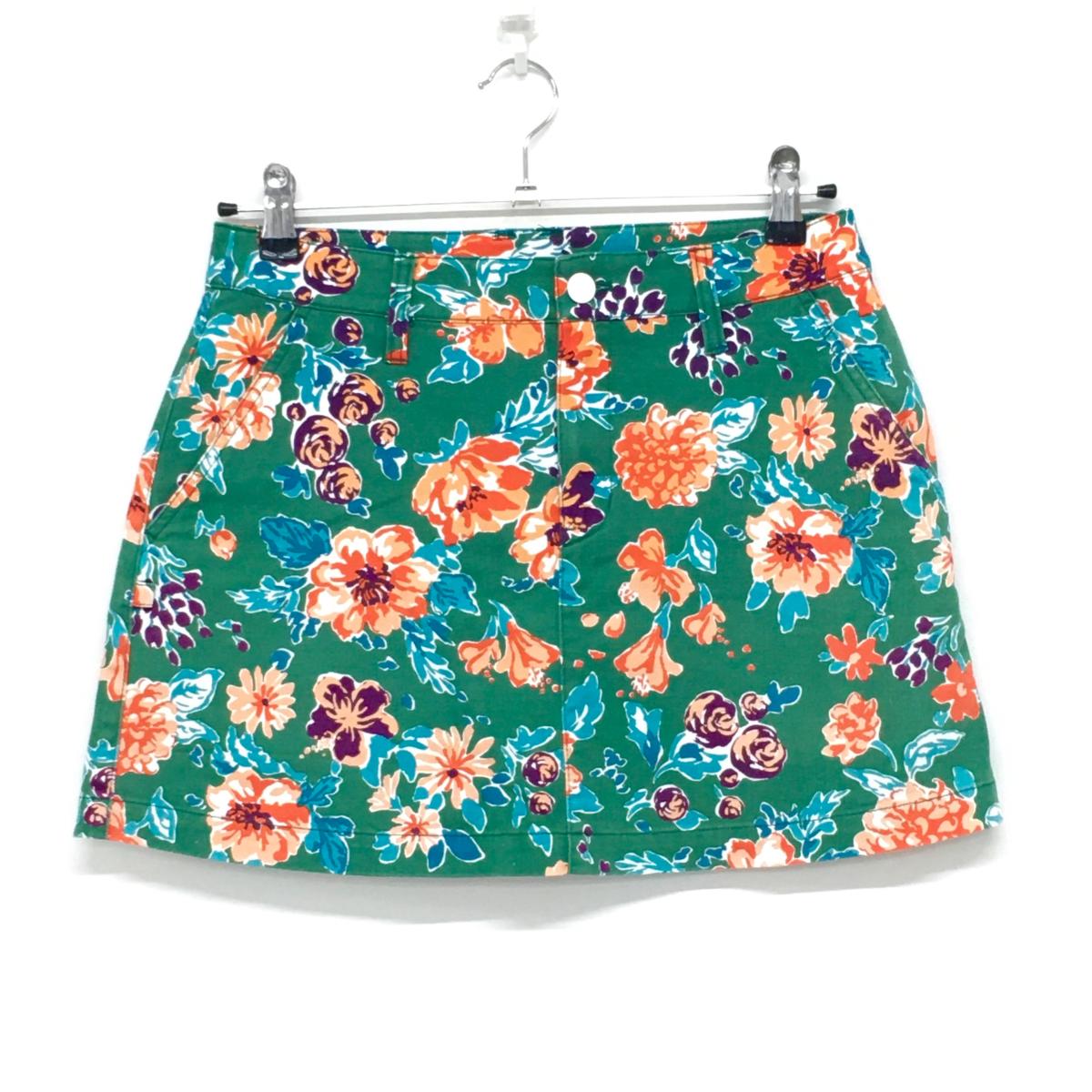 ジャックバニー スカート グリーン×オレンジ 花柄 ストレッチ 内側インナーパンツ  レディース 1(M) ゴルフウェア Jack Bunny