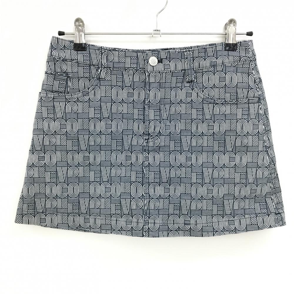 【美品】ジャックバニー スカート ネイビー×白 総柄 ストレッチ 内側インナーパンツ レディース 1(M) ゴルフウェア Jack Bunny