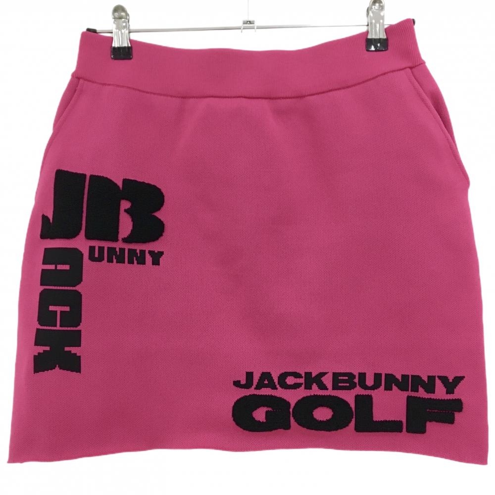 【超美品】ジャックバニー ニットスカート ピンク×黒 ビッグロゴ  レディース 1(M) ゴルフウェア 2024年モデル Jack Bunny
