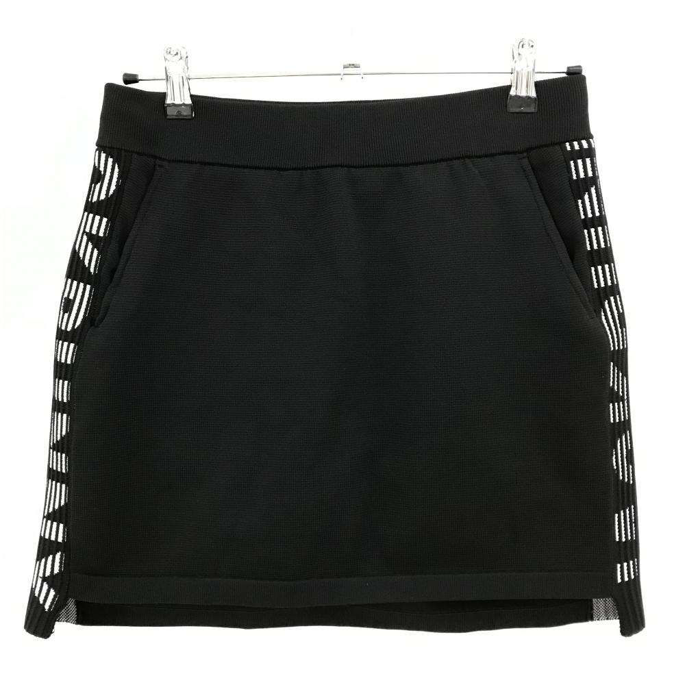 【超美品】ジャックバニー ニットスカート 黒×白 サイドロゴ 内側インナーパンツ レディース 1(M) ゴルフウェア 2024年モデル Jack Bunny