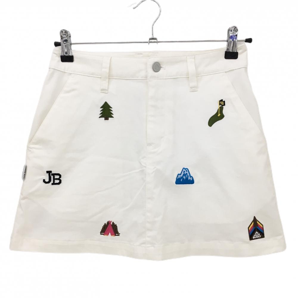 ジャックバニー スカート 白 刺しゅう総柄  レディース 0(S) ゴルフウェア Jack Bunny
