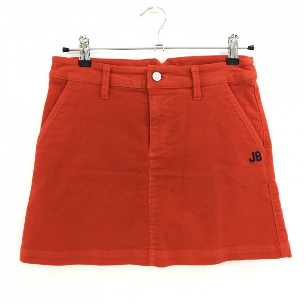 【美品】ジャックバニー スカート オレンジ ロゴ刺しゅう ストレッチ 表微起毛  レディース 0(S) ゴルフウェア Jack Bunny