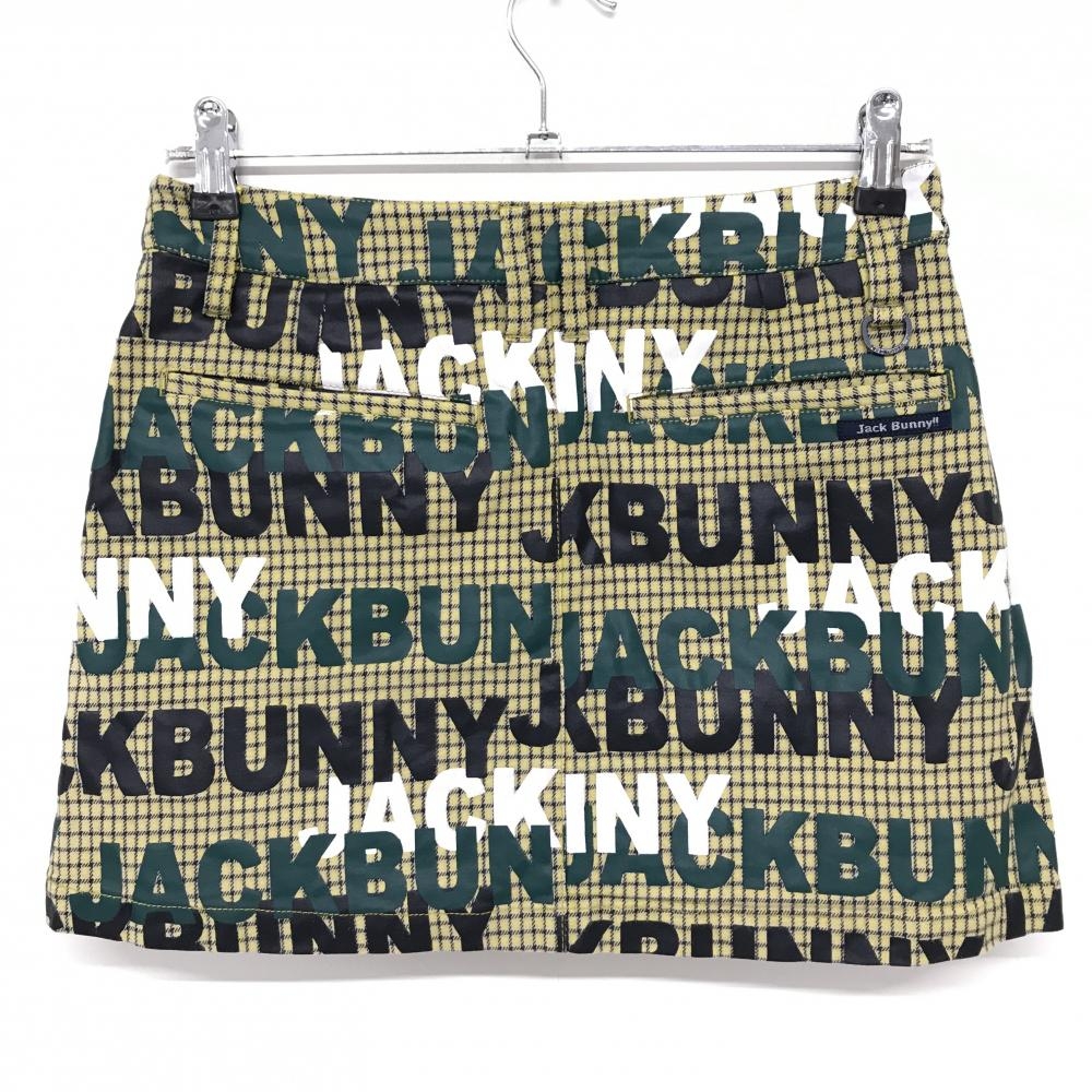 ジャックバニー スカート イエロー×黒 チェック ロゴ総柄 ストレッチ 内側インナーパンツ レディース 1(M) ゴルフウェア Jack Bunny