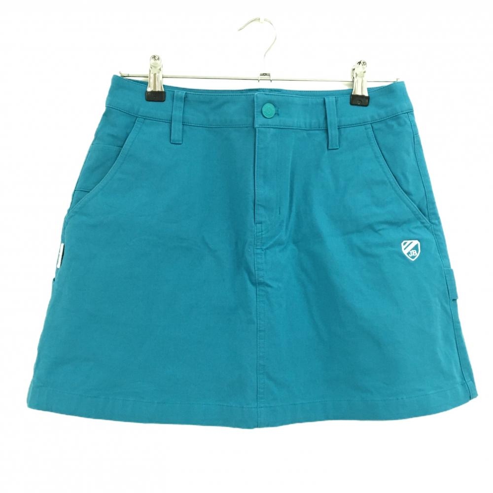 【美品】ジャックバニー スカート ターコイズブルー ストレッチ ロゴ レディース 2(L) ゴルフウェア Jack Bunny