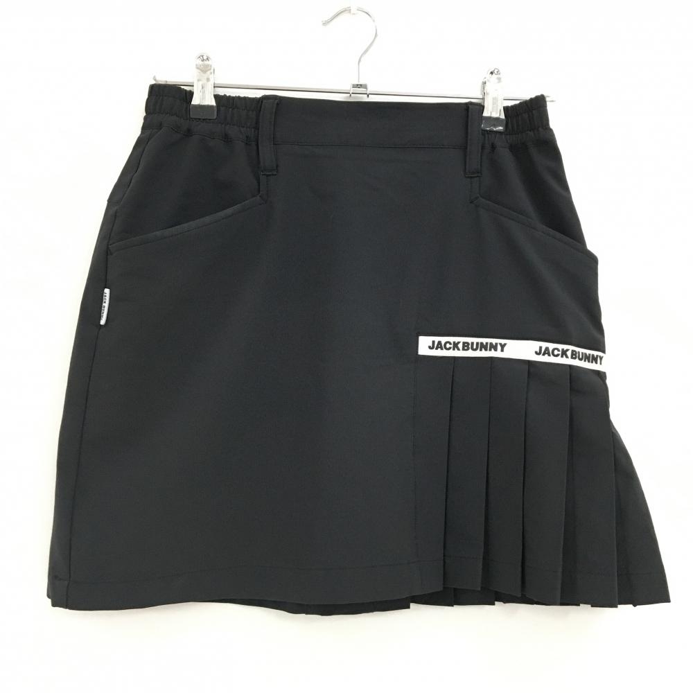 【美品】ジャックバニー スカート 黒 ストレッチ 一部プリーツ ウエスト一部 レディース 1(M) ゴルフウェア 2023年モデル  Jack Bunny
