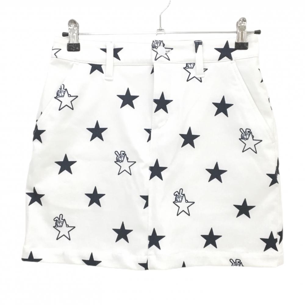 ジャックバニー×ドラえもん スカート 白×ネイビー 星柄 総柄 裏起毛 レディース 1(M) ゴルフウェア 2023年モデル Jack Bunny