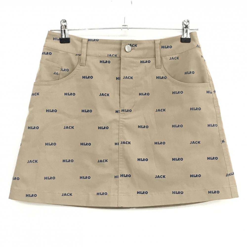 ジャックバニー スカート ベージュ×ネイビー ロゴ総柄  レディース 0(S) ゴルフウェア Jack Bunny