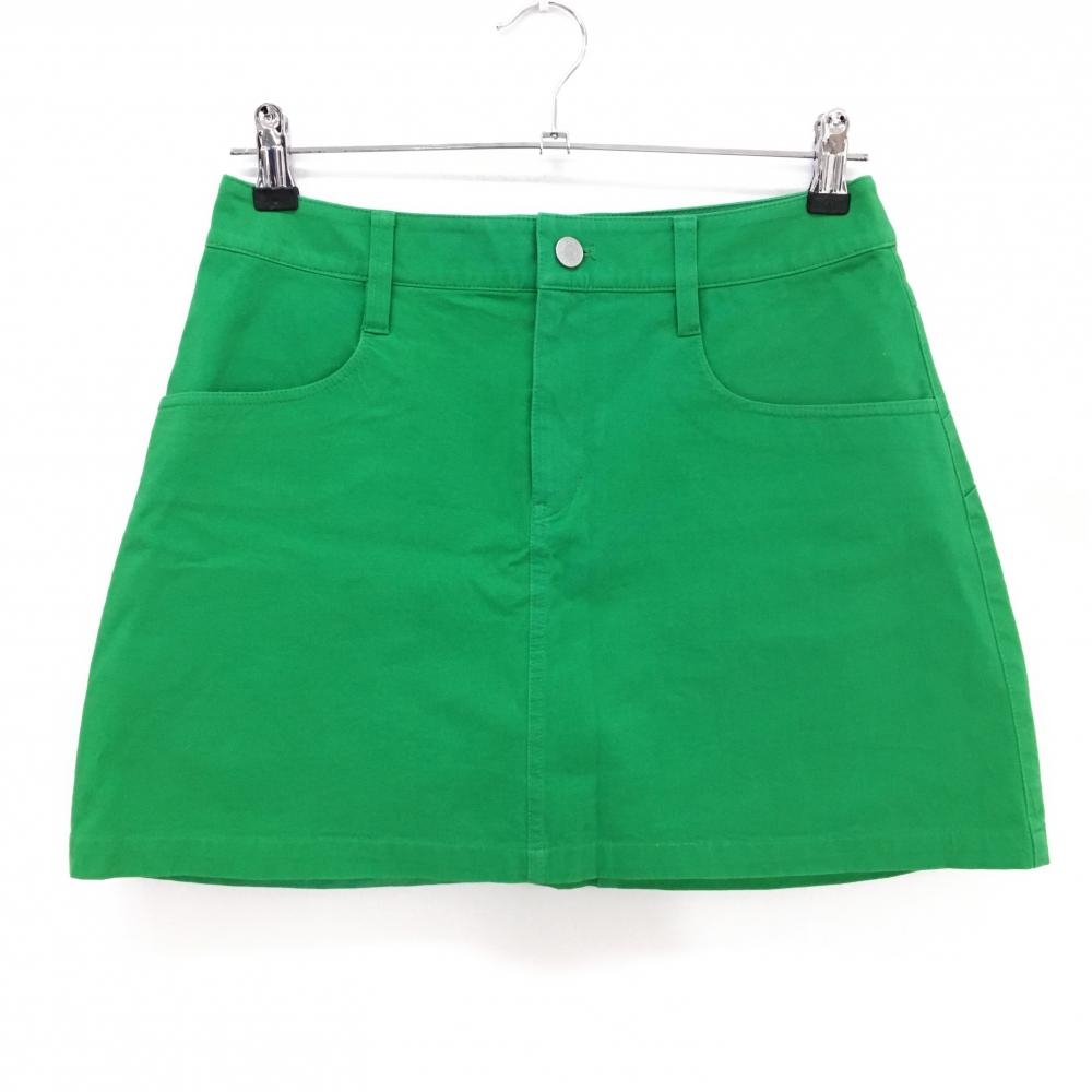 【超美品】ジャックバニー スカート グリーン ロゴ黒 ストレッチ バックロゴ レディース 1(M) ゴルフウェア Jack Bunny