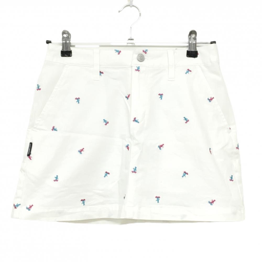 【美品】ジャックバニー スカート 白×ピンク 総柄 内側インナーパンツ レディース 0(S) ゴルフウェア Jack Bunny
