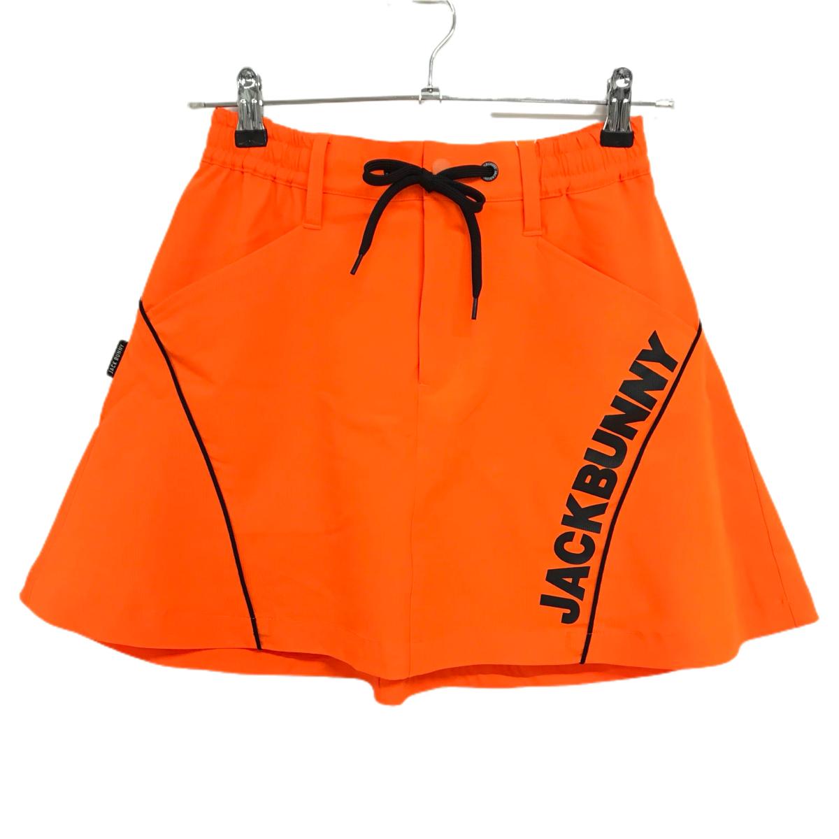 【新品】ジャックバニー フレアスカート オレンジ×黒 ウエスト一部ゴム 内側インナーパンツ レディース 0(S) ゴルフウェア Jack Bunny