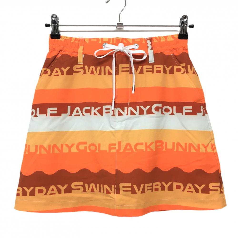 【新品】ジャックバニー スカート オレンジ グラデーションボーダー 内側インナーパンツ レディース 0(S) ゴルフウェア Jack Bunny