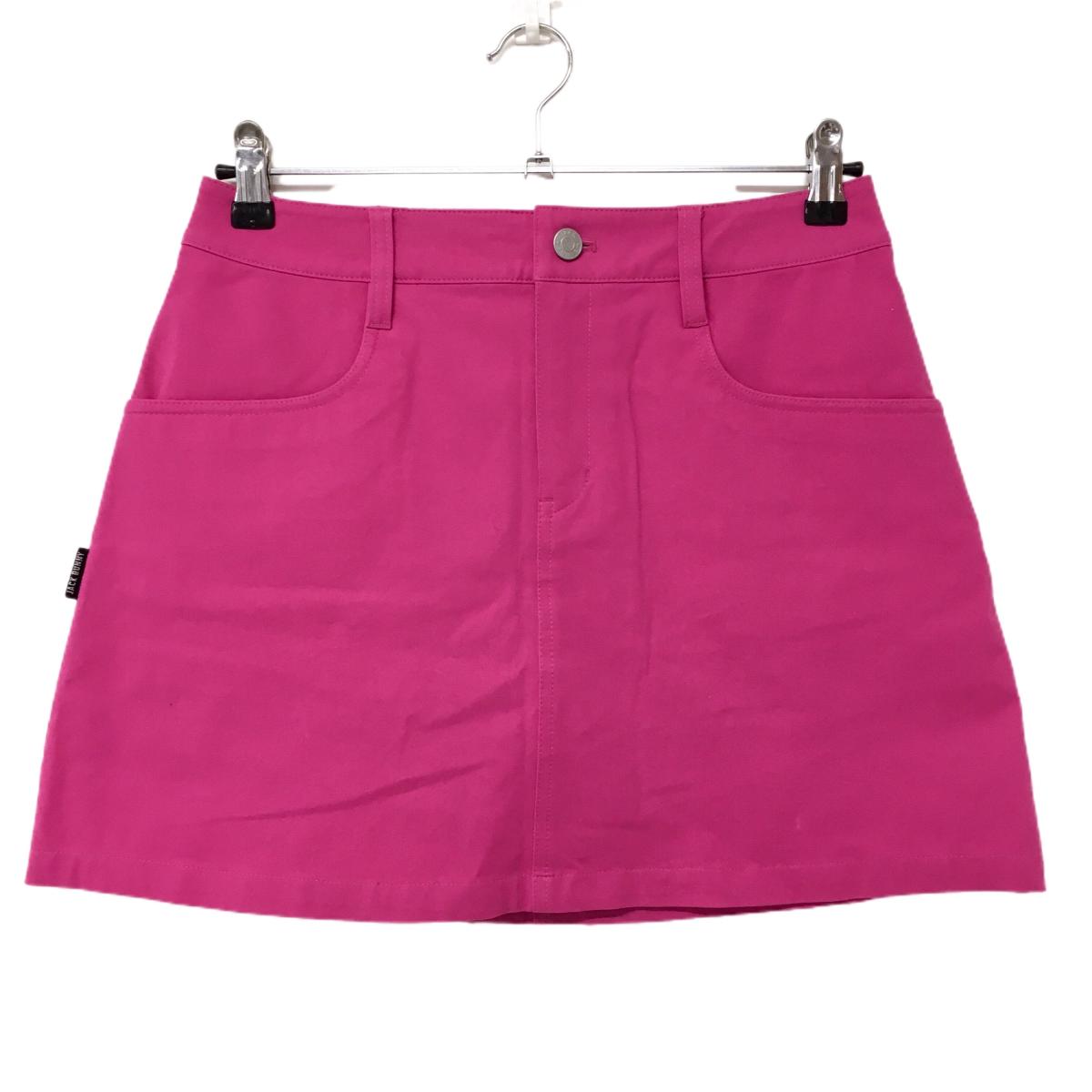 【超美品】ジャックバニー スカート ピンク ロゴブラック ストレッチ 内側インナーパンツ レディース 1(M) ゴルフウェア Jack Bunny