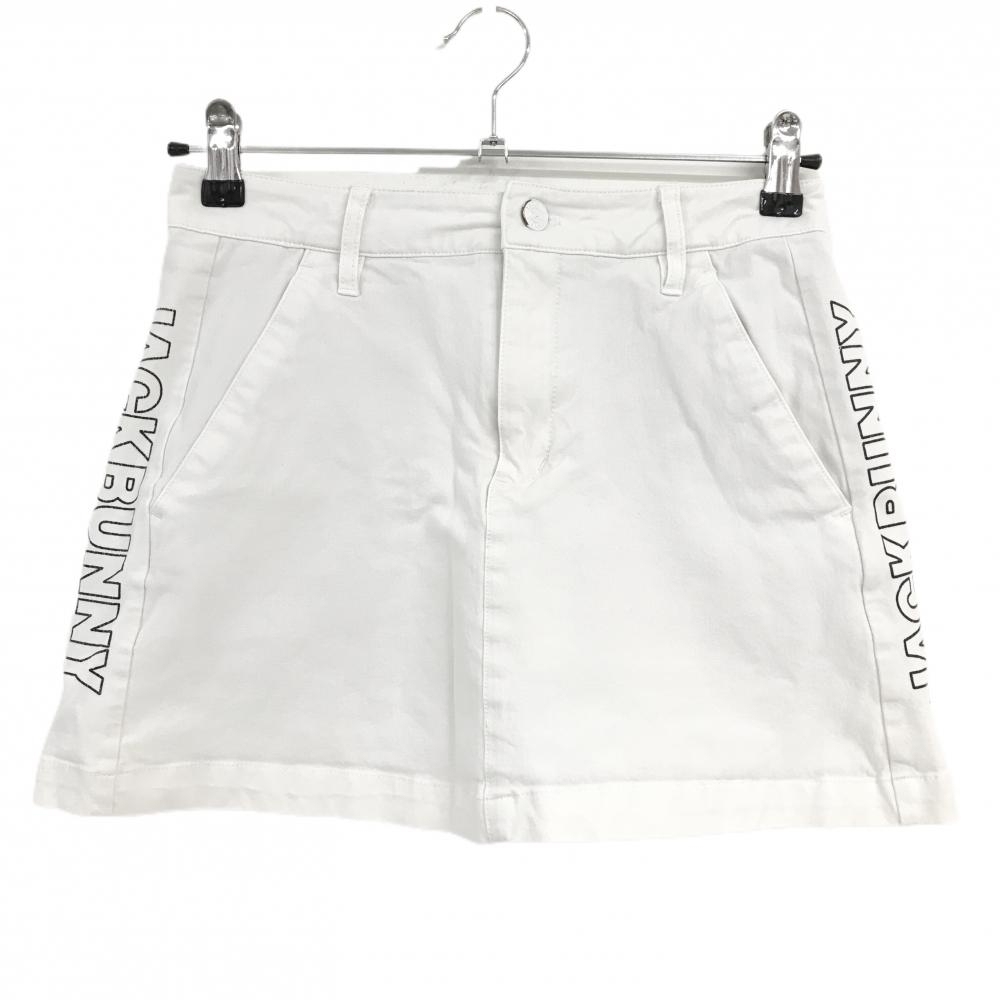 ジャックバニー スカート 白×黒 サイドロゴプリント 内側インナーパンツ レディース 0(S) ゴルフウェア Jack Bunny