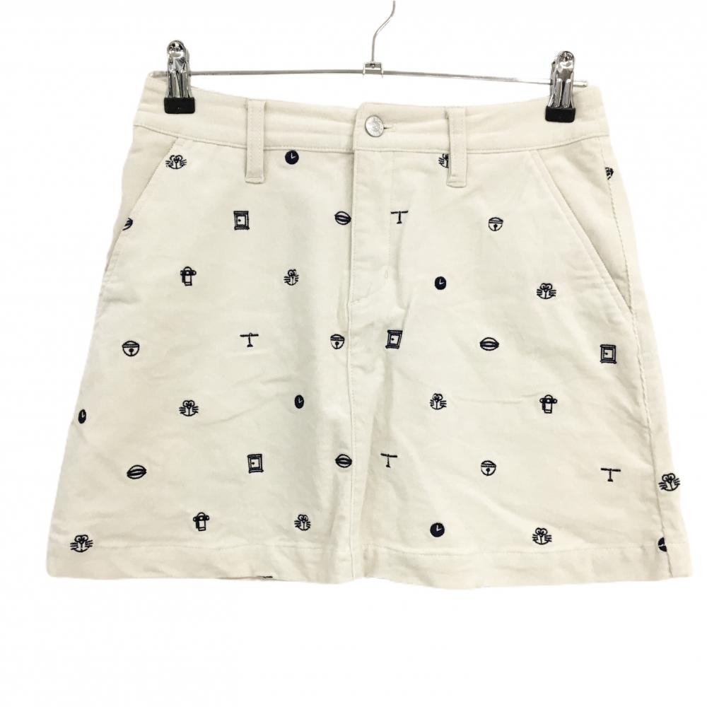 【超美品】ジャックバニー×ドラえもん コーデュロイスカート オフホワイト×ネイビー レディース 1(M) ゴルフウェア Jack Bunny