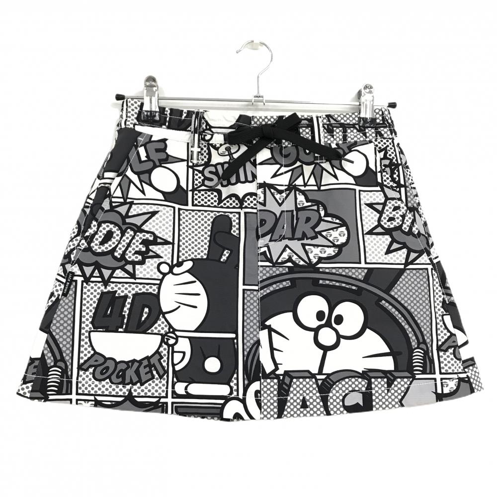 【超美品】ジャックバニー×ドラえもん スカート オフホワイト×グレー×ライトグレー 総柄  レディース 1(M) ゴルフウェア Jack Bunny