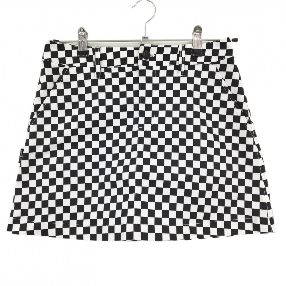 【超美品】ジャックバニー スカート 黒×白 ブロック柄 ストレッチ 内側インナーパンツ レディース 0(S) ゴルフウェア Jack Bunny