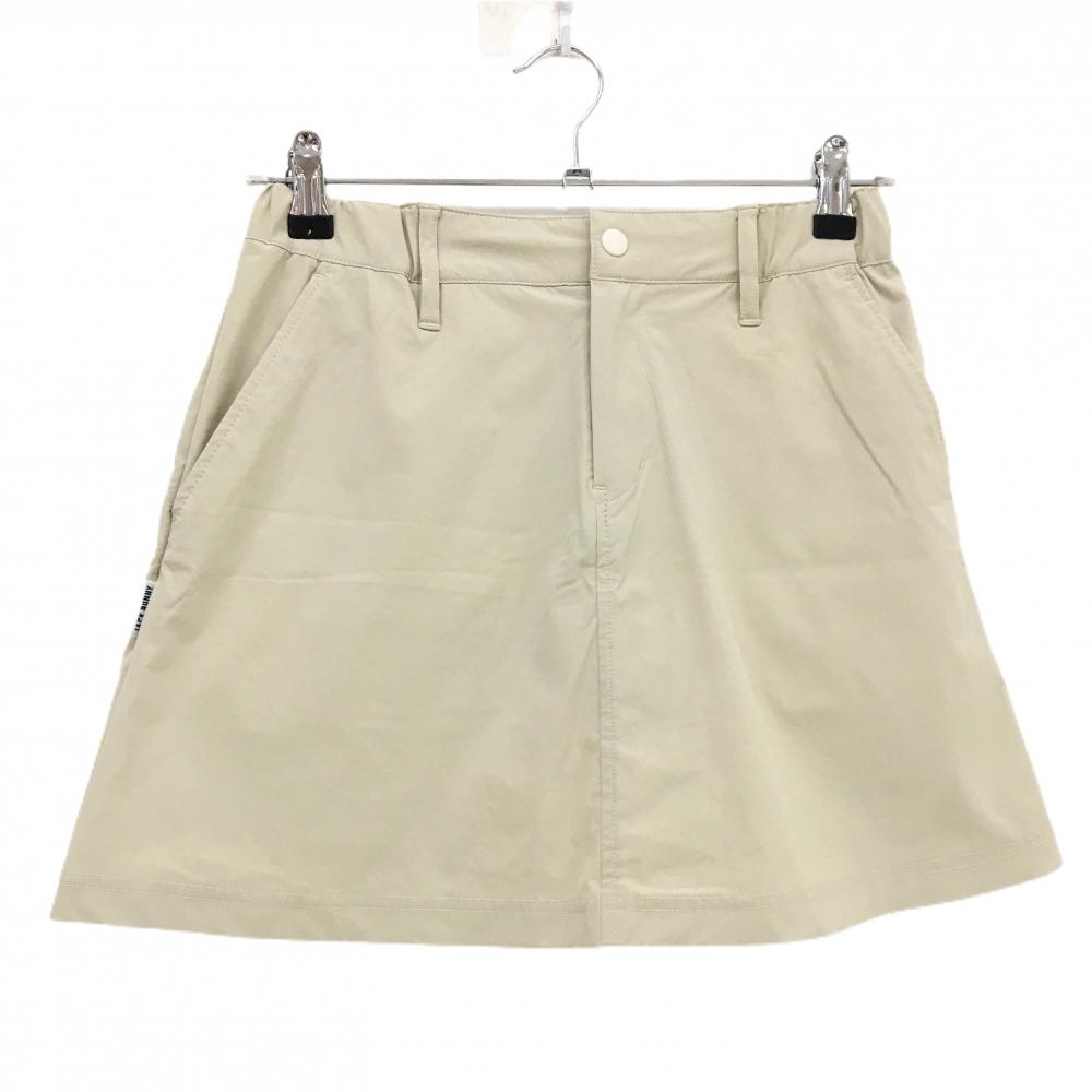 【超美品】ジャックバニー スカート ベージュ×白 内側インナーパンツ 後ろロゴプリント レディース 0(S) ゴルフウェア Jack Bunny