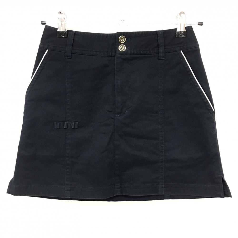 ジュンアンドロペ スカート ネイビー×白 ティー装着可 内側イナーパンツ  レディース S ゴルフウェア JUN＆ROPE