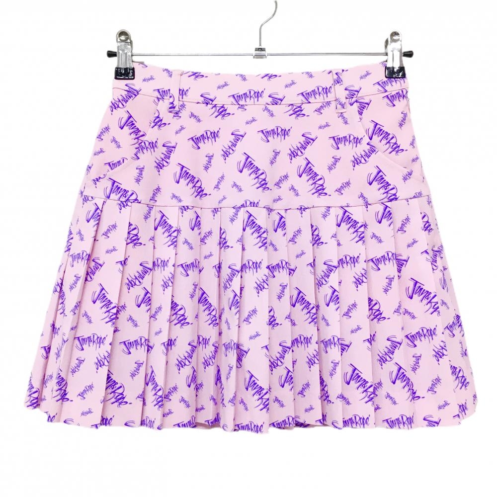 【超美品】ジュンアンドロペ スカート ピンク×パープル 総柄 裾プリーツ レディース S ゴルフウェア JUN＆ROPE