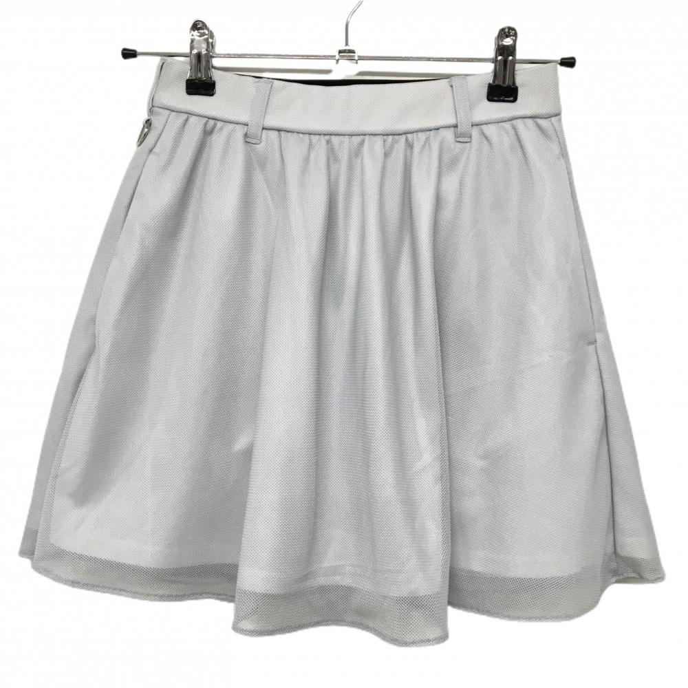 【美品】ジュンアンドロペ スカート ライトグレー メッシュ生地 裏地付き  レディース XS ゴルフウェア JUN＆ROPE