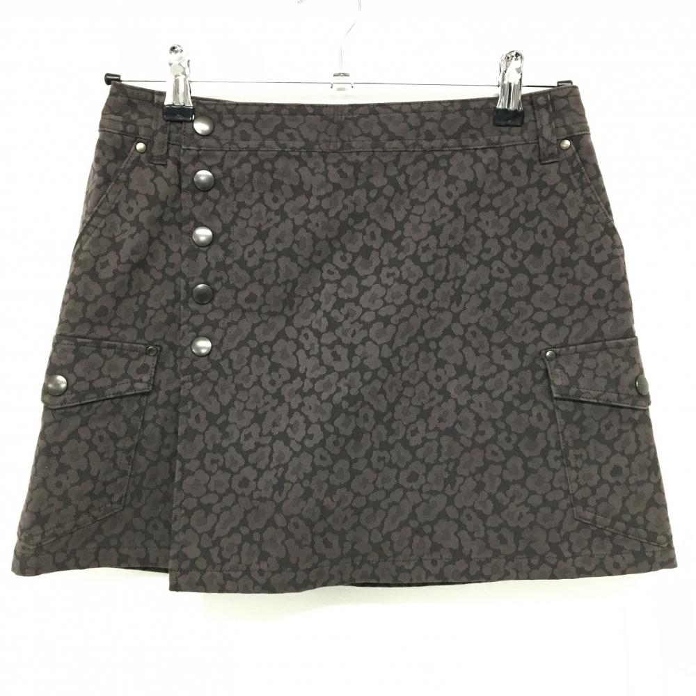 【美品】ジュンアンドロペ カーゴスカート ブラウン×ライトブラウン 花柄 内側インナーパンツ  レディース M ゴルフウェア JUN＆ROPE