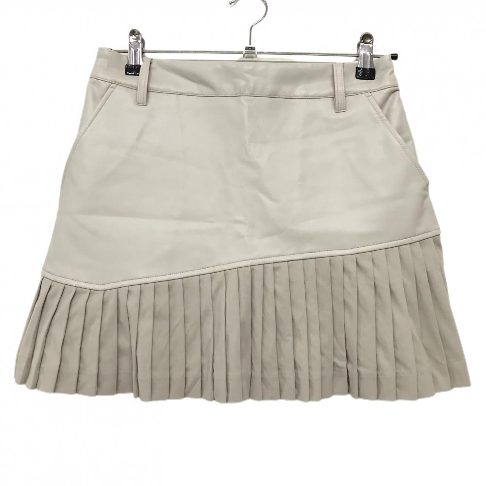 【新品】ジュンアンドロペ スカート ベージュ 一部合成皮革 裏一部微起毛 裾プリーツ レディース M ゴルフウェア JUN＆ROPE