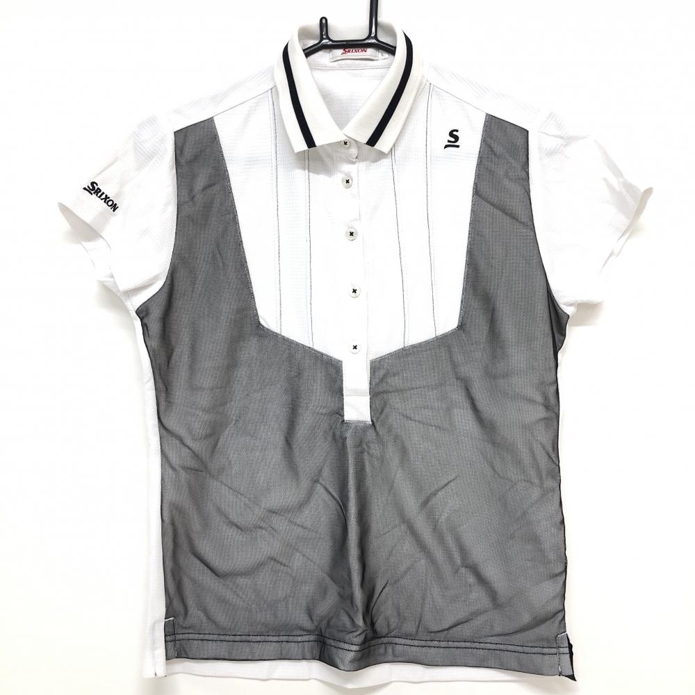 【超美品】スリクソン 半袖ポロシャツ 白×黒 メッシュレイヤード レディース L ゴルフウェア SRIXON 画像