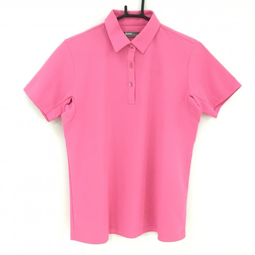 【超美品】スリクソンbyデサント 半袖ポロシャツ ピンク 無地 レディース L ゴルフウェア SRIXON