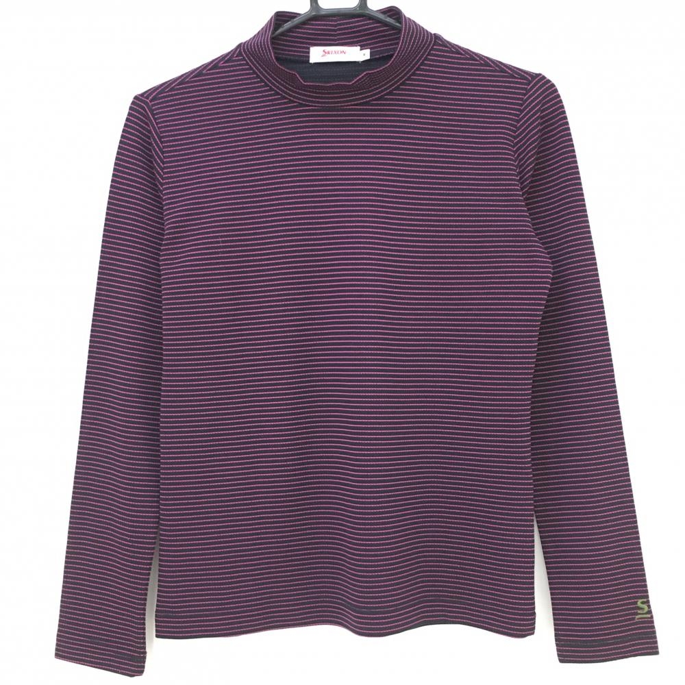 スリクソン 長袖ハイネックシャツ 黒×ピンク ボーダー インナー  レディース M ゴルフウェア SRIXON