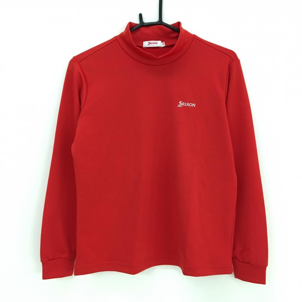 【超美品】スリクソン 長袖ハイネックシャツ レッド ロゴ白  レディース M ゴルフウェア SRIXON