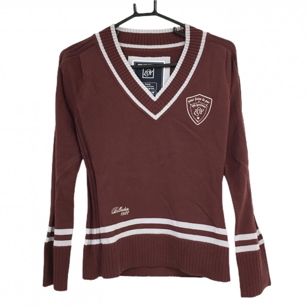 【未使用品】ゾーイ セーター ブラウン×グレー ウール100%  レディース 38(M) ゴルフウェア ZOY