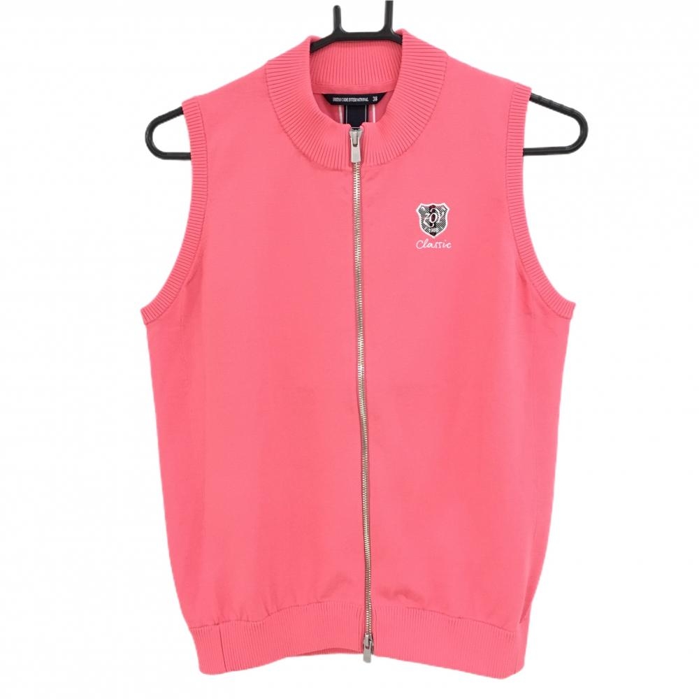 【超美品】ゾーイ ニットベスト ピンク ロゴ刺しゅう レディース 38(M) ゴルフウェア ZOY