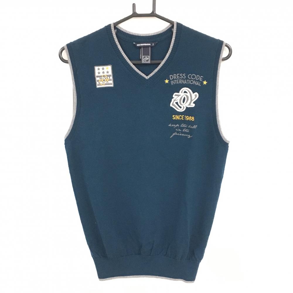 【美品】ゾーイ ニットベスト　グリーン系 Vネック 羊毛100％ レディース 2(M) ゴルフウェア ZOY