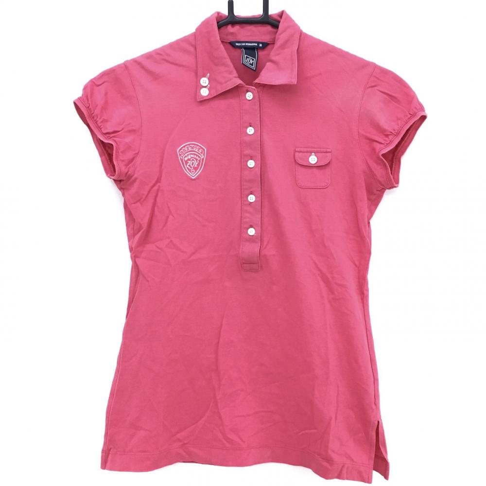 ゾーイ 半袖ポロシャツ レッド 胸ミニポケット レディース 38(M) ゴルフウェア ZOY