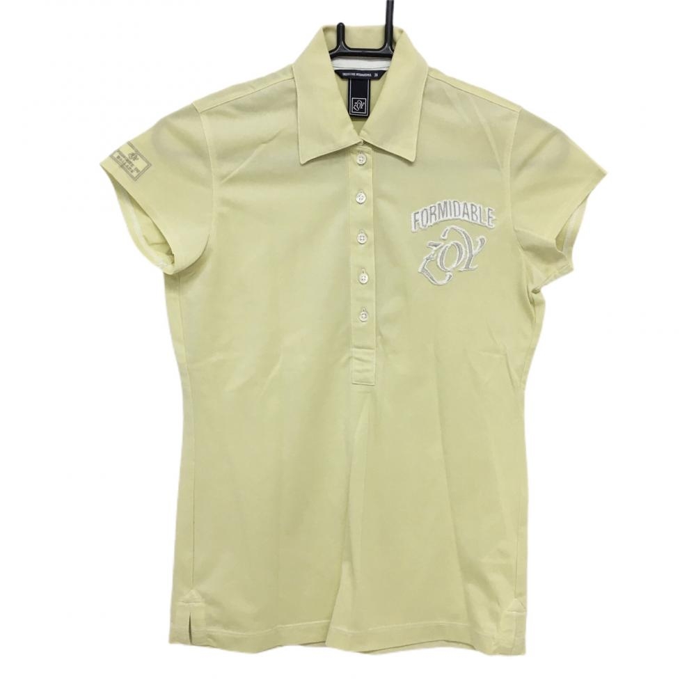 ゾーイ 半袖ポロシャツ ライトイエロー ロゴ刺しゅう 襟汚れ レディース 38 ゴルフウェア ZOY